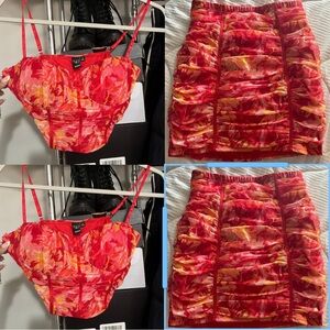 Floral Red skirt set